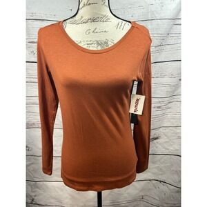 Tahari Essentials Women Rust Orange Long Sleeve T Shirt Size S P